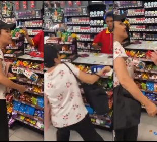 Mujer agrede a cajera del Oxxo